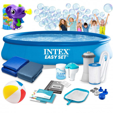 Piscina gonfiabile rotonda Fuori Terra esterno con pompa 457 x 84 cm 15in1 INTEX 28158 + macchina per le bolle GRATIS.