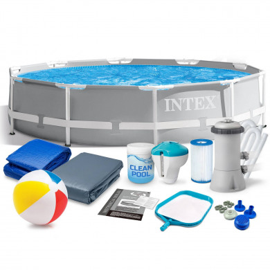 piscina fuori terra rotonda rigida Metal Frame esterno 366x76, 16in1 INTEX 26712