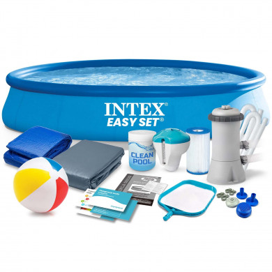 Piscina gonfiabile rotonda Fuori Terra esterno da giardino 457 x 84 cm set 15in1 INTEX 28158