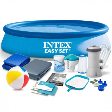 Piscina gonfiabile rotonda fuori terra esterno da giardino 366 x 76 cm set 15in1 INTEX 28132