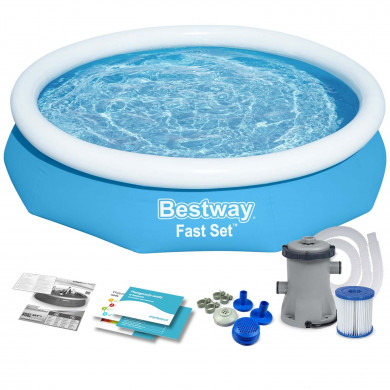 Piscina gonfiabile rotonda fuori terra esterno da giardino 305 x 66 cm 9in1 Bestway 57458