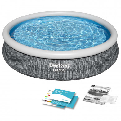 Piscina esterno gonfiabile rotonda fuori terra da giardino 366 x 76 cm 4 in 1 Bestway 57443