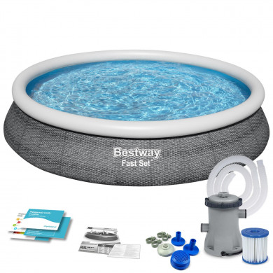 Piscina gonfiabile esterno rotonda fuori terra da giardino 457 x 84 cm 9in1 Bestway 57313N