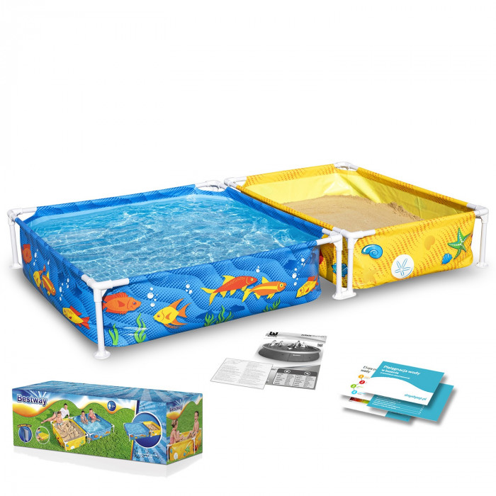 Piscina a cremagliera da esterno per bambini con sabbiera 213 x 112 x 30,5 cm Bestway 561CF.