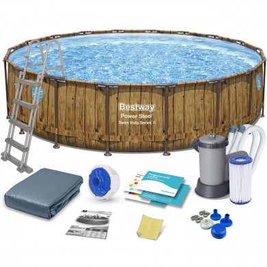 piscina fuori terra rotonda rigida Metal Frame esterno 549 x 122 cm 12in1 Bestway 56977N