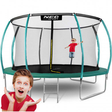 Trampolino da giardino 14ft/435cm con rete, pali profilati e scala Neo-Sport