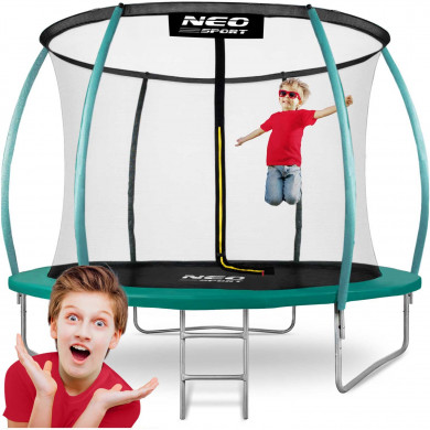 Trampolino da giardino 10ft/312cm con rete, pali profilati e scaletta