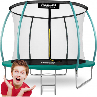 Trampolino da giardino 8ft/252cm con rete, pali profilati e scala Neo-Sport
