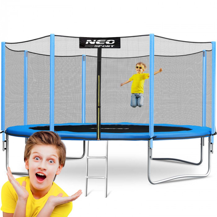 Trampolino da esterno 14ft/435cm con rete da esterno e scaletta.