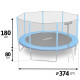 Trampolino da esterno 12ft/374cm con rete da esterno e scaletta