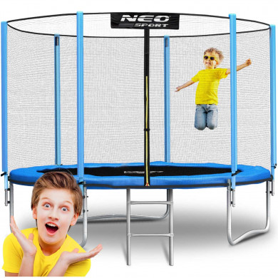 Trampolino da giardino 10ft/312cm con rete e scala da esterno