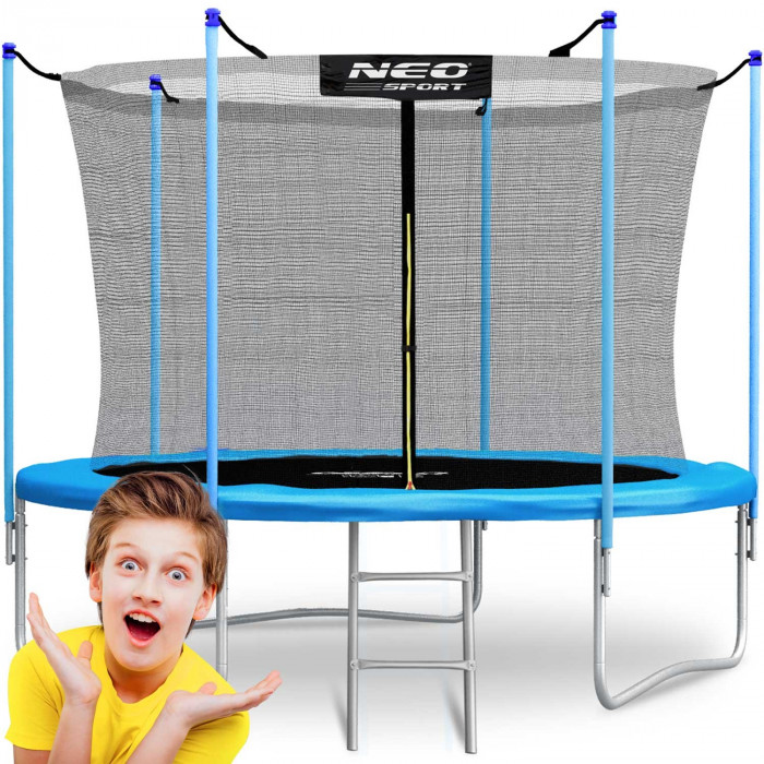 Trampolino da esterno 8ft/252cm con rete interna e scaletta.