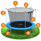 Trampolino da esterno 8ft/252cm con rete interna e scaletta.