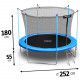 Trampolino da esterno 8ft/252cm con rete interna e scaletta.