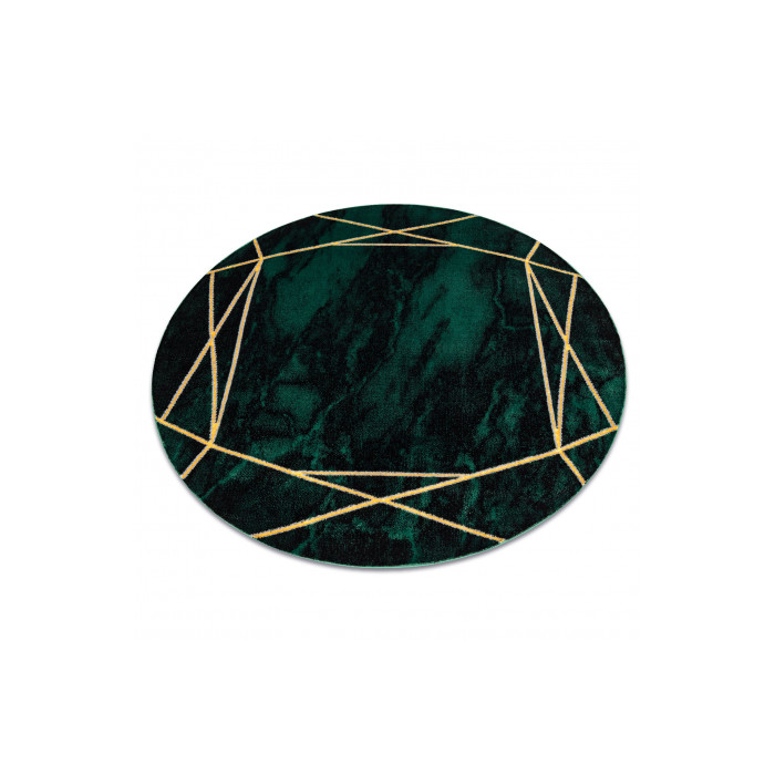 Dywan EMERALD ekskluzywny 1022 koło - glamour, stylowy marmur, geometryczny butelkowa zieleń / złoty