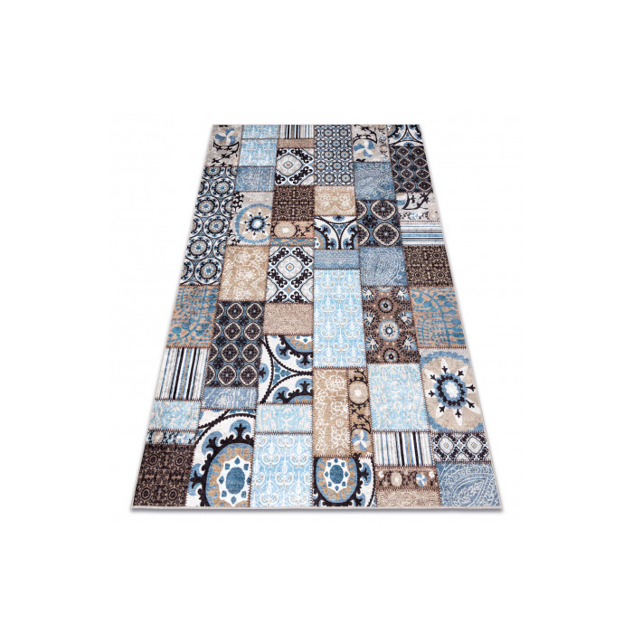 Dywan do prania MIRO 51913.802 Patchwork antypoślizgowy - niebieski / brązowy