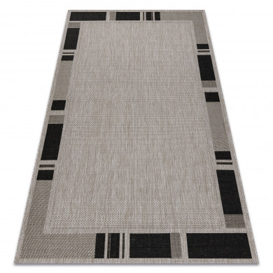 TAPPETO DI SPAGO SIZAL FLOORLUX 20195 argento / NERO