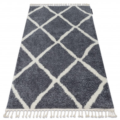 Tappeto BERBER CROSS B5950 grigio / bianco Frange berbero marocchino shaggy