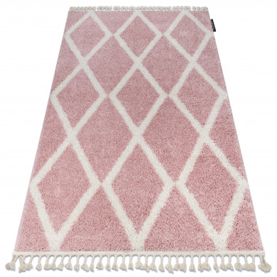 Tappeto BERBER TROIK A0010 rosa / bianco Frange berbero marocchino shaggy