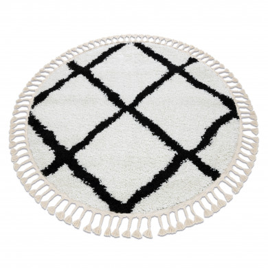Tappeto BERBER CROSS cerchio bianca Frange berbero marocchino shaggy
