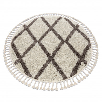 Tappeto BERBER TROIK cerchio crema Frange berbero marocchino shaggy