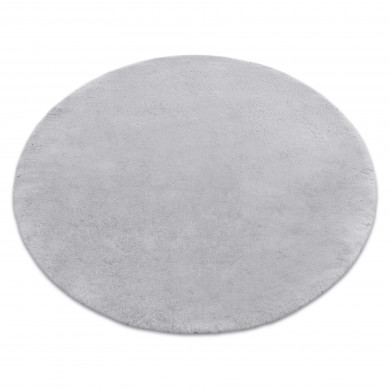 Tappeto TEDDY Shaggy cerchio grigio molto spesso, peluche, antiscivolo, lavabile