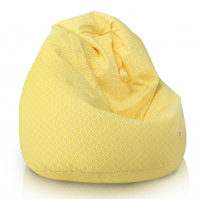Meander Bianco e Giallo Pouf Sacco