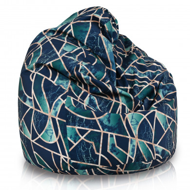 Marmo geometrico blu scuro e verde Pouf sacco