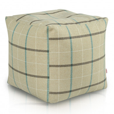 ElegantSquare Tweed Beige Check - Pouf Cube