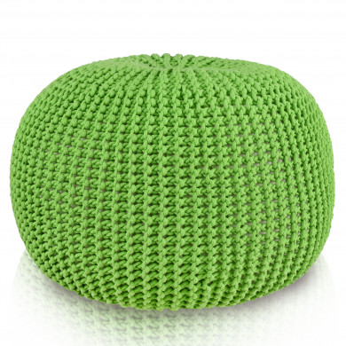 KnitPouf Cotton Lime - Pouf rotondo lavorato a maglia