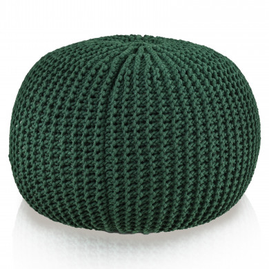 Pouf HandKnit Grande – Pouf verde bosco lavorato a mano in cordoncino di cotone