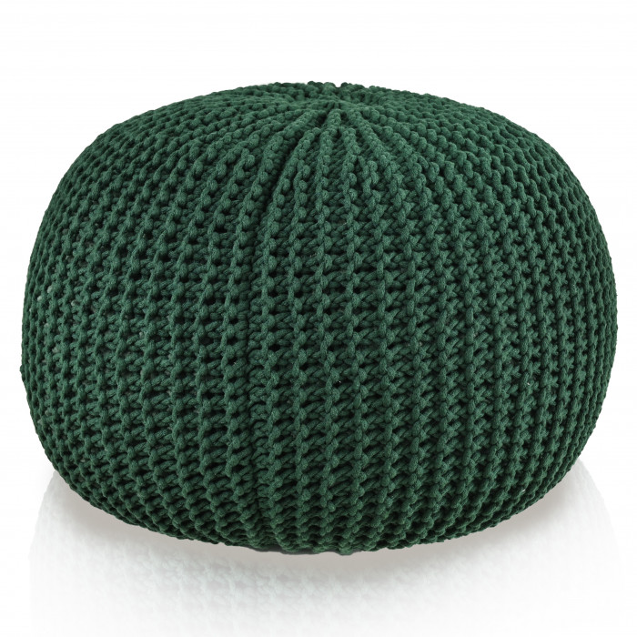 Pouf CottonKnit Sky – pouf lavorato a mano in cordoncino di cotone