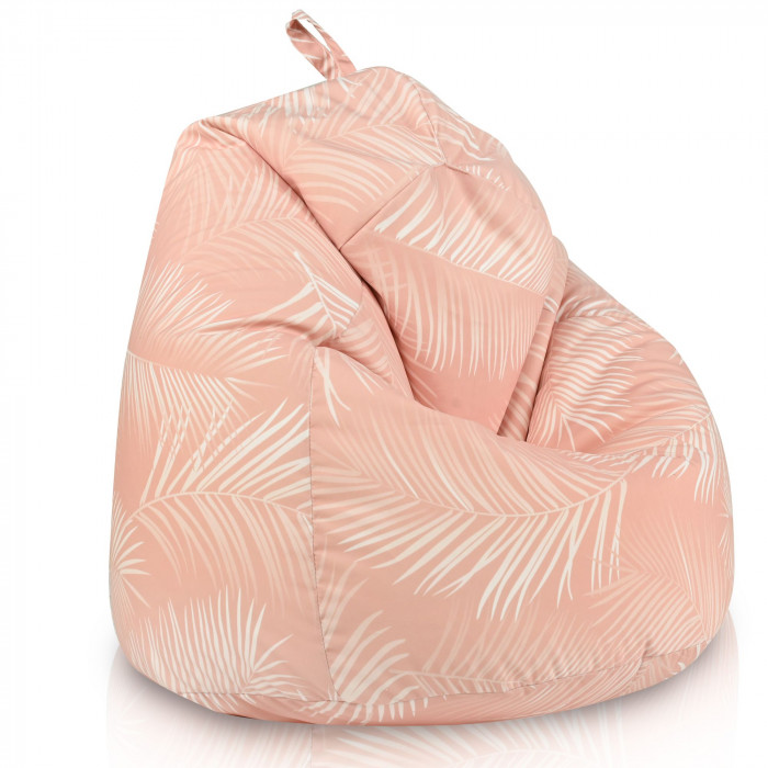 Pouf sacco Palmy Mint per bambini – Morbida poltrona pouf con motivo a foglie tropicali, color menta pastello
