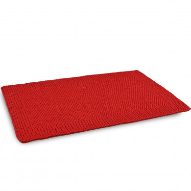 Tappeto Ruby Knit – rettangolare, lavorato a maglia, fatto a mano con filo di cotone 115×75 cm