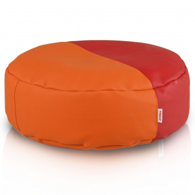 Poggiapiedi Duo Energy – rotondo, in ecopelle rossa e arancione, con accenti intensi