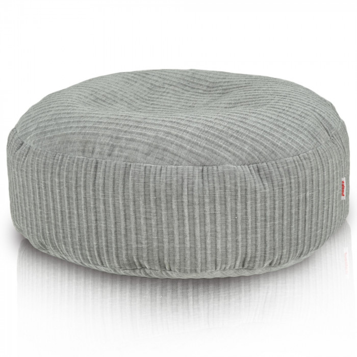 Poggiapiedi Velvet Dot Graphite – rotondo, patchwork, velluto grigio testurizzato