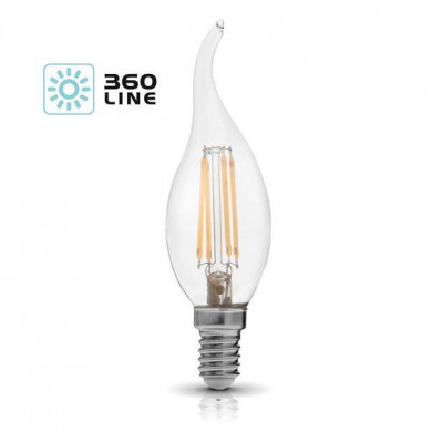 FILAMENT LED E14 4W lampadina decorativa, calda 3000K, fiamma di candela