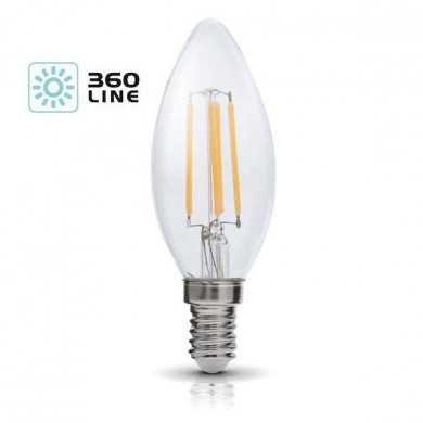 Lampadina decorativa FILAMENT LED E14 4W calda 3000K candela