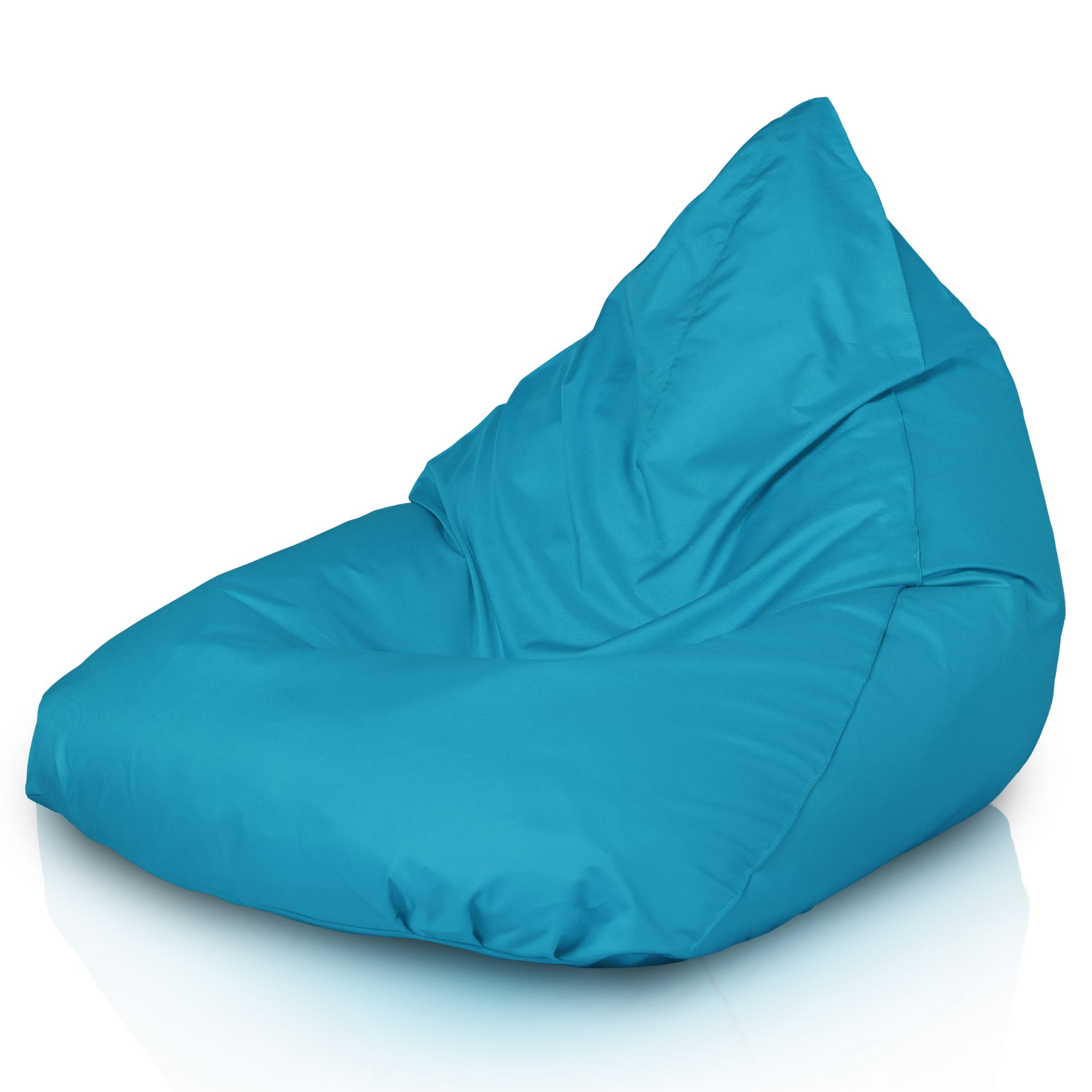 Pouf seduta sacco esterno in nylon azzurro. Poltrona pouf da giardino