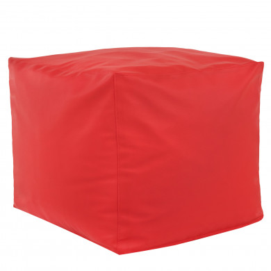 Rosso Pouf Cubo Ecopelle