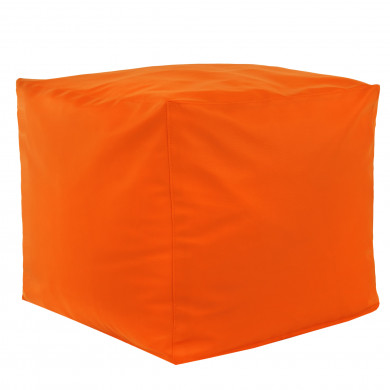 Arancione Pouf Cubo Ecopelle
