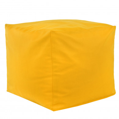 Giallo Pouf Cubo Ecopelle