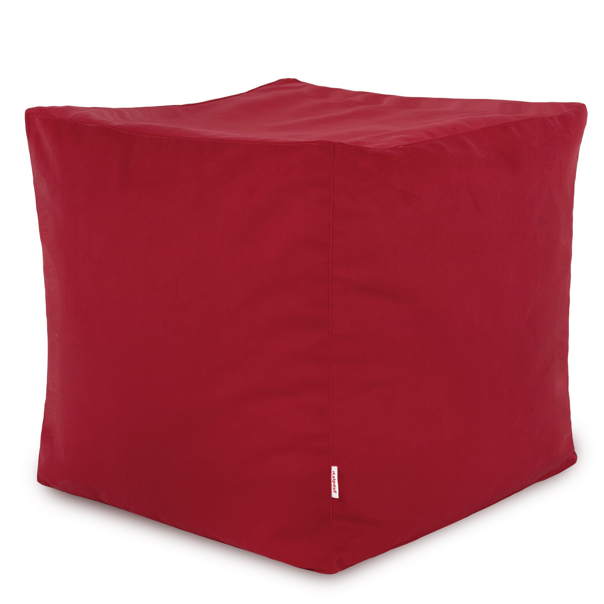 Pouf moderno poggiapiedi da salotto. Pouf rosso cubo seduta comoda