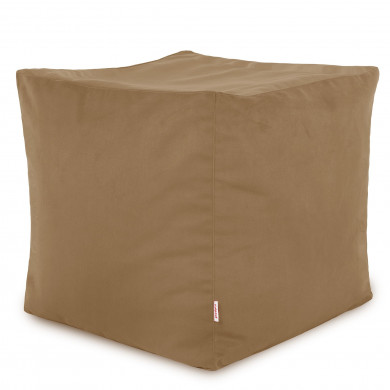 Beige Pouf Cubo Velluto
