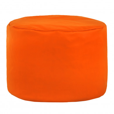 Arancione Pouf Cilindro Ecopelle