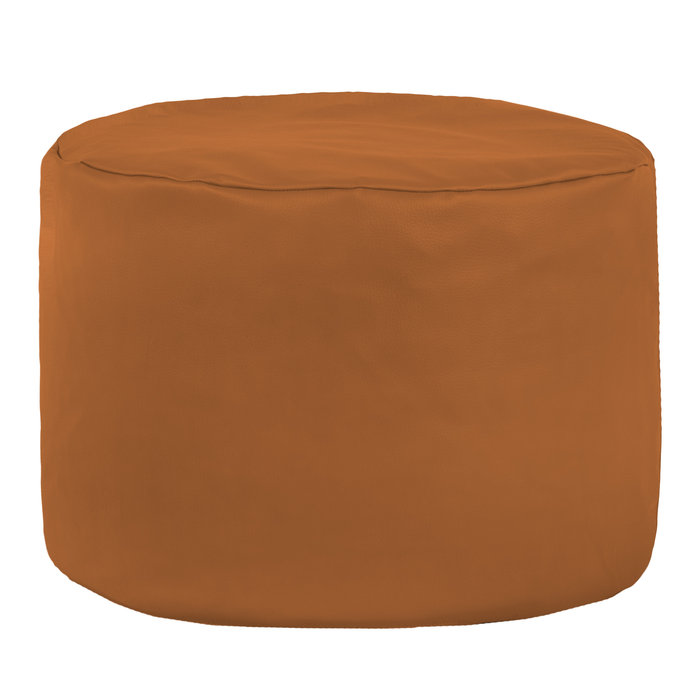 Marrone Chiaro Pouf Soggiorno Cilindro Ecopelle