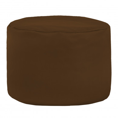 Marrone scuro Pouf Cilindro Ecopelle