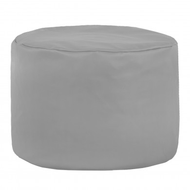 Grigio Chiaro Pouf Cilindro Ecopelle