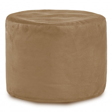 Beige Pouf Tessuto Velluto Cilindro