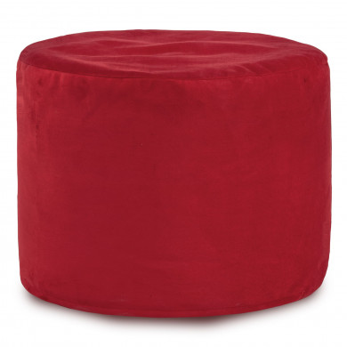 Rosso Pouf Tessuto Velluto Cilindro